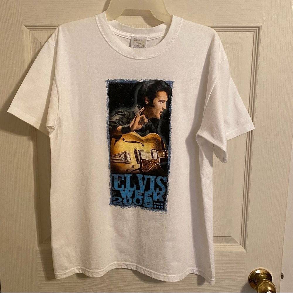 Direct From Graceland Elvis Week 2008 White T-shirt. Size M. 100% cotton.